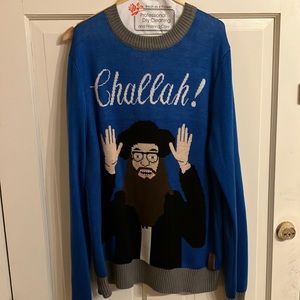 Tipsy Elves novelty Challah Jewish Holiday Joke Sweater. Size is XL Men's.